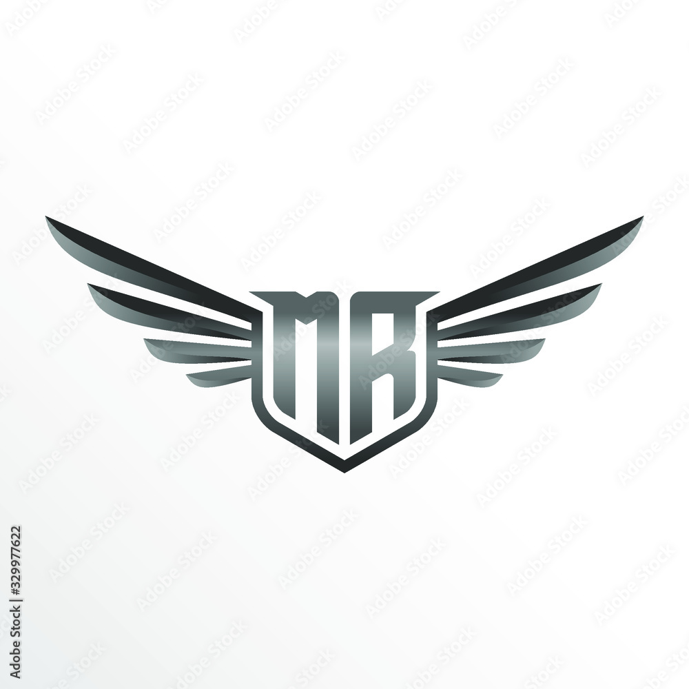 Initial Letter MR with Wings Initial Letter MR with Wings
