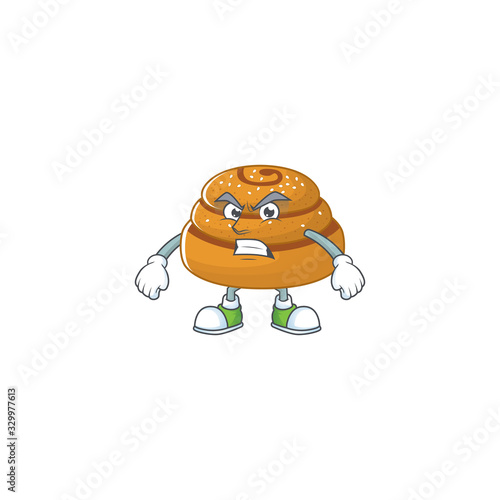 Charming kanelbulle mascot design style waving hand