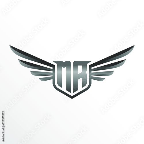 Initial Letter MR with Wings
