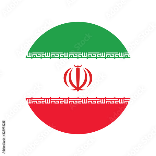 Iran flag in glossy round button of icon. flag logo of Iran emblem isolated on white background, Iran national concept sign, Vector illustration.