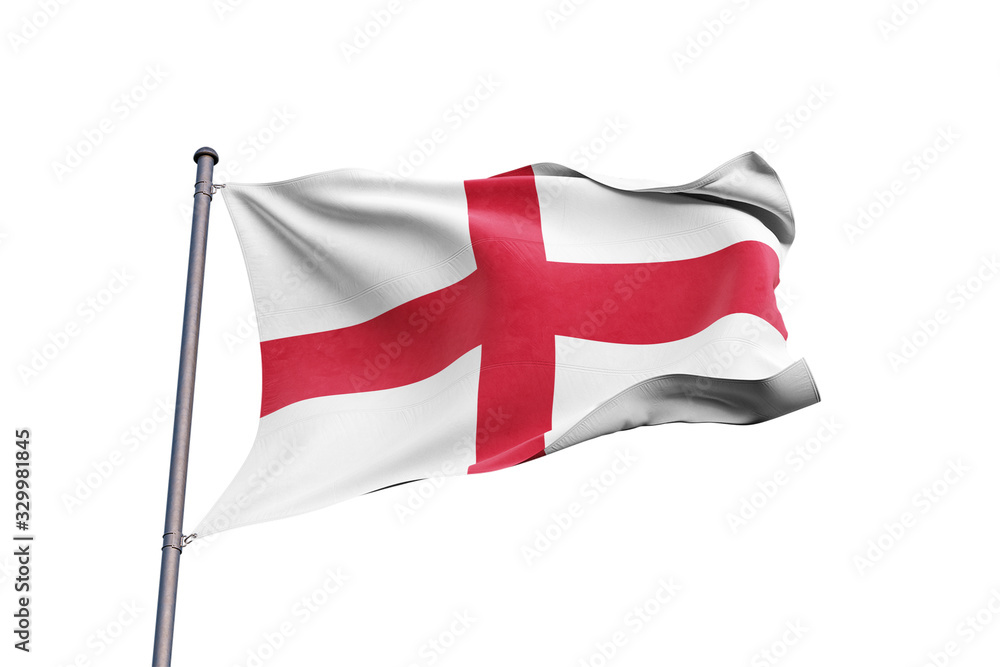 England flag waving on white background, close up, isolated – 3D Illustration