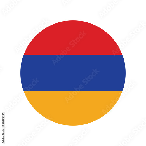 Armenia flag in glossy round button of icon. flag logo of Armenia emblem isolated on white background, Armenia national concept sign, Vector illustration.