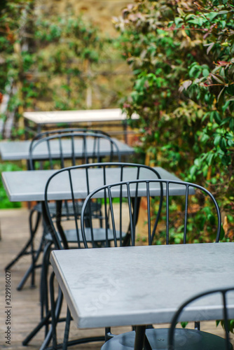 empty cafe in the Milan, Italy