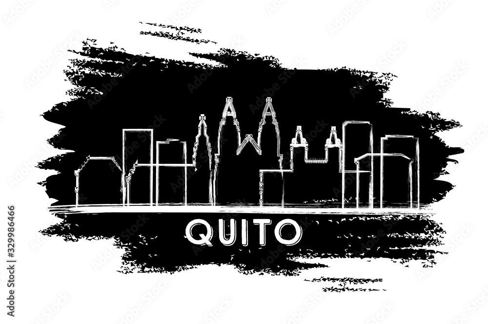 Quito Ecuador City Skyline Silhouette. Hand Drawn Sketch.