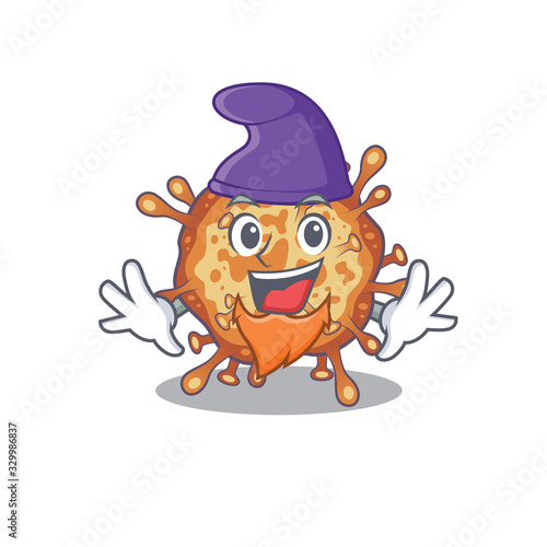 Cute and funny retro virus corona cartoon character dressed as an Elf