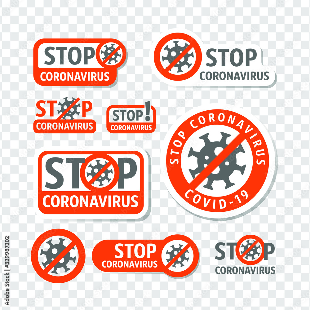 Stop coronavirus. Coronavirus danger and public health risk disease and flu outbreak. No Infection and Stop Coronavirus Concepts. Isolated Vector Icon - obrazy, fototapety, plakaty 