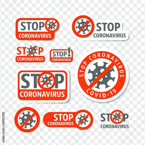 Stop coronavirus. Coronavirus danger and public health risk disease and flu outbreak. No Infection and Stop Coronavirus Concepts. Isolated Vector Icon