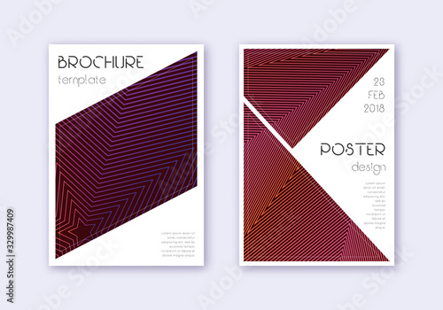 Triangle cover design template set. Violet abstrac