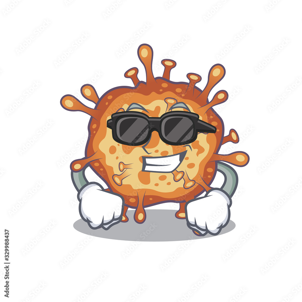 Naklejka premium Super cool retro virus corona mascot character wearing black glasses