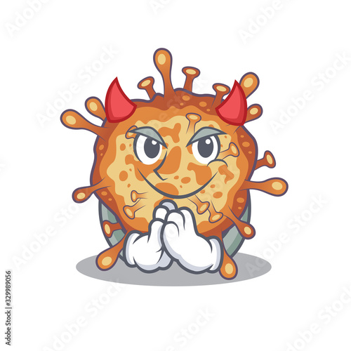 A picture of retro virus corona in devil cartoon design