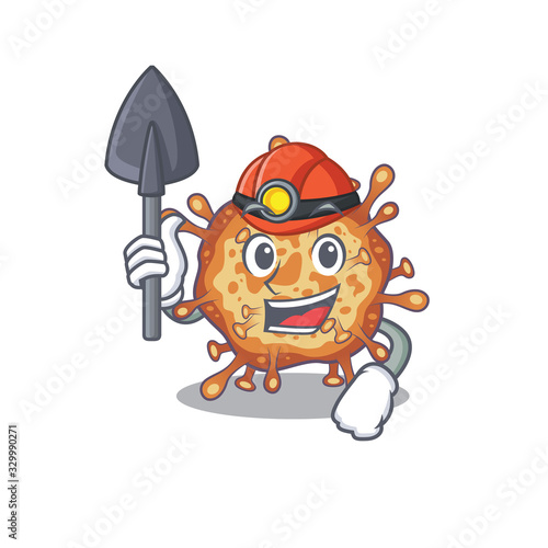 Cool miner worker of retro virus corona cartoon character design