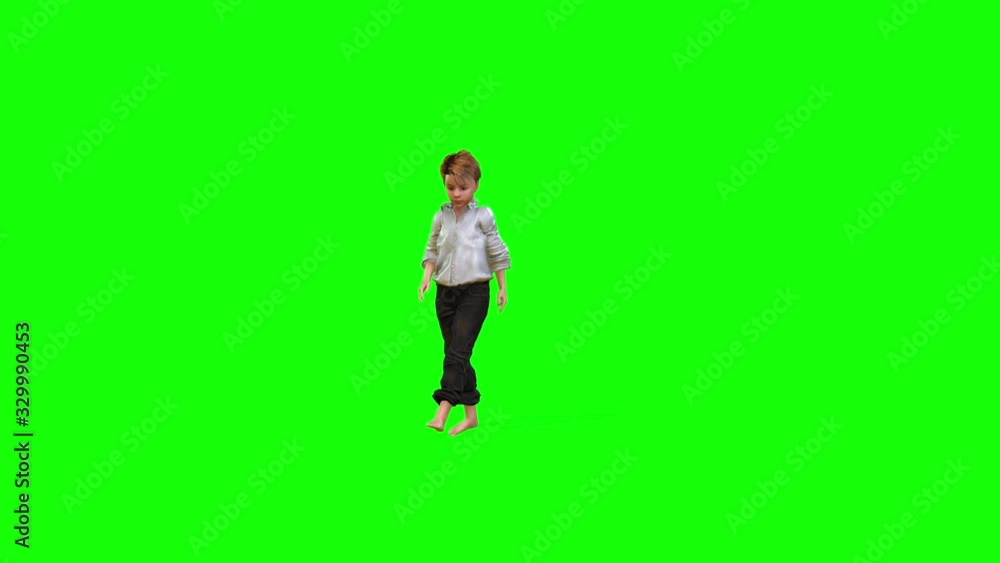 4k 3d animation of a small boy avatar with bare feet play jumps and moves around 4k 3d animation of a small boy avatar with bare feet play jumps and moves around