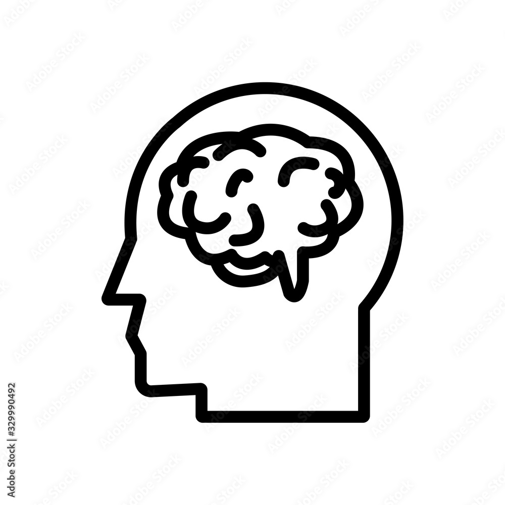 human profile with brain line style icon human profile with brain line style icon