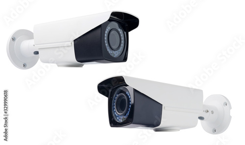 Cctv Camera, Wall Security Camera isolated on white background . clipping paths