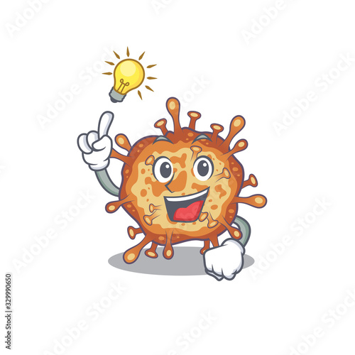 Have an idea gesture of retro virus corona mascot character design