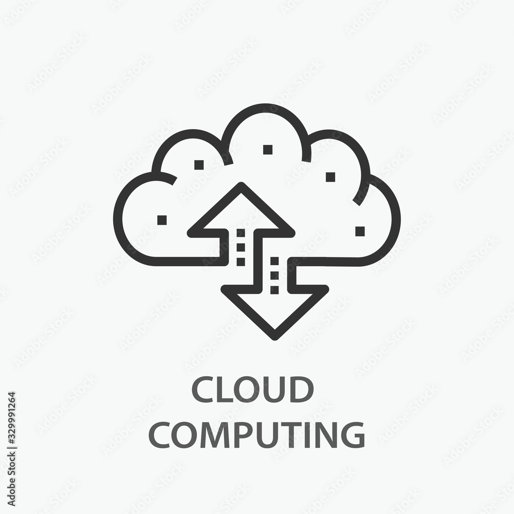 Cloud computing line icon on white background. Cloud computing line icon on white background.