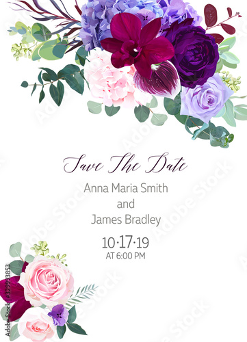 Elegant seasonal dark flowers vector design wedding frame