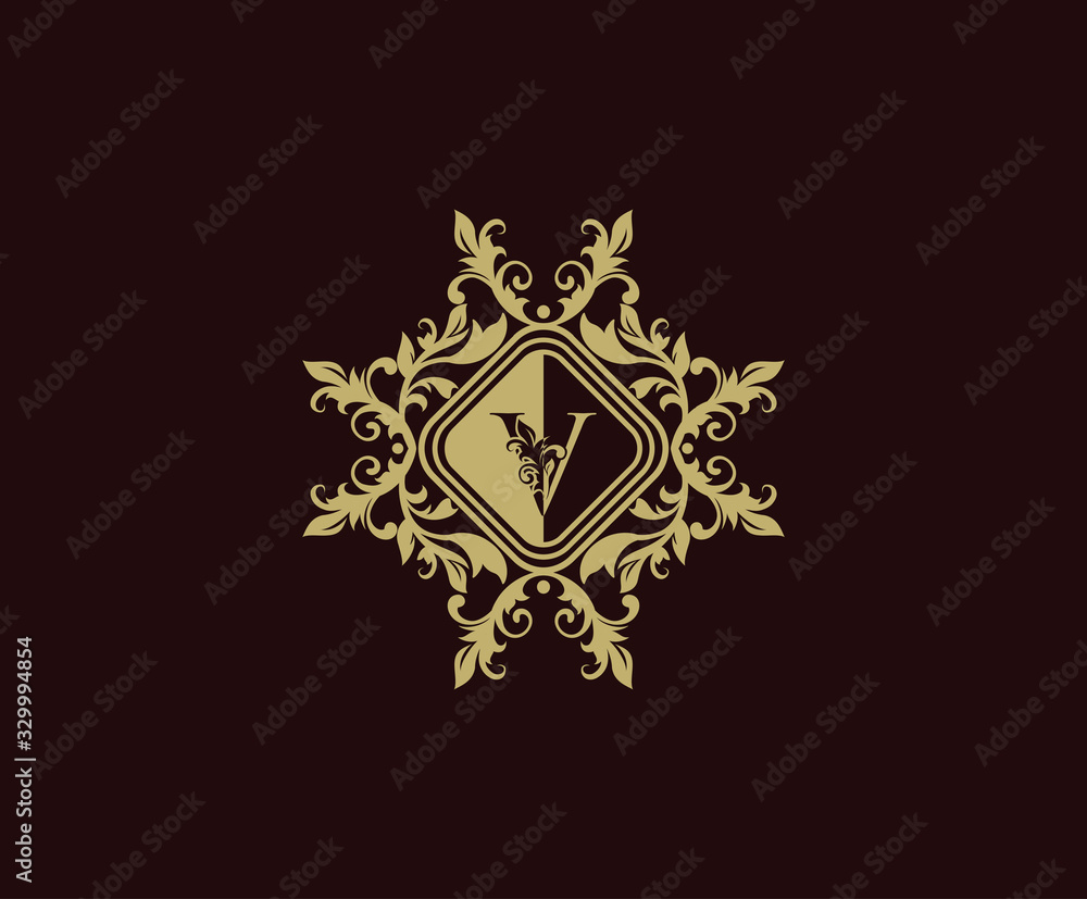 Luxury logo design with initial V. Elegant flourishes V Letter. Border carved frame logo template. Vintage vector element. Luxury logo design with initial V. Elegant flourishes V Letter. Border carved frame logo template. Vintage vector element.