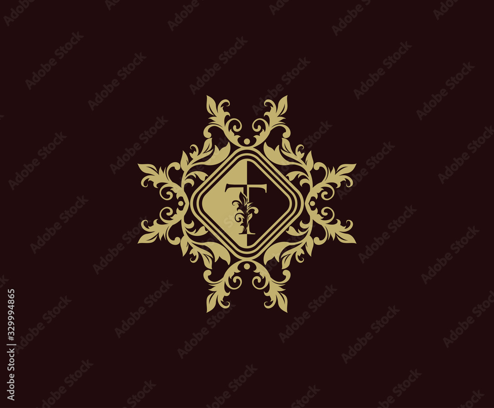 Luxury logo design with initial T. Elegant flourishes T Letter. Border carved frame logo template. Vintage vector element. Luxury logo design with initial T. Elegant flourishes T Letter. Border carved frame logo template. Vintage vector element.