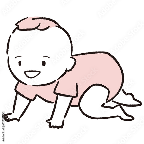 手描き1color　赤ちゃん　はいはい