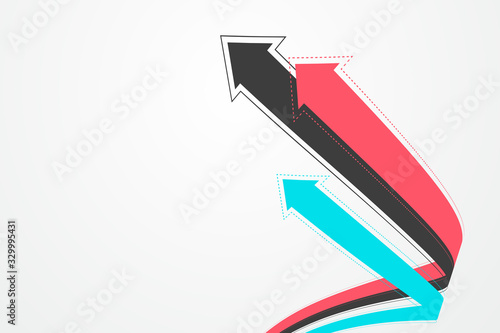 Several interlaced extended arrows symbolize the moral of growth and promotion, vector illustration.