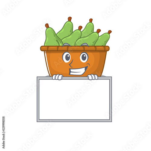 Smiley pear fruit box cartoon character style bring board