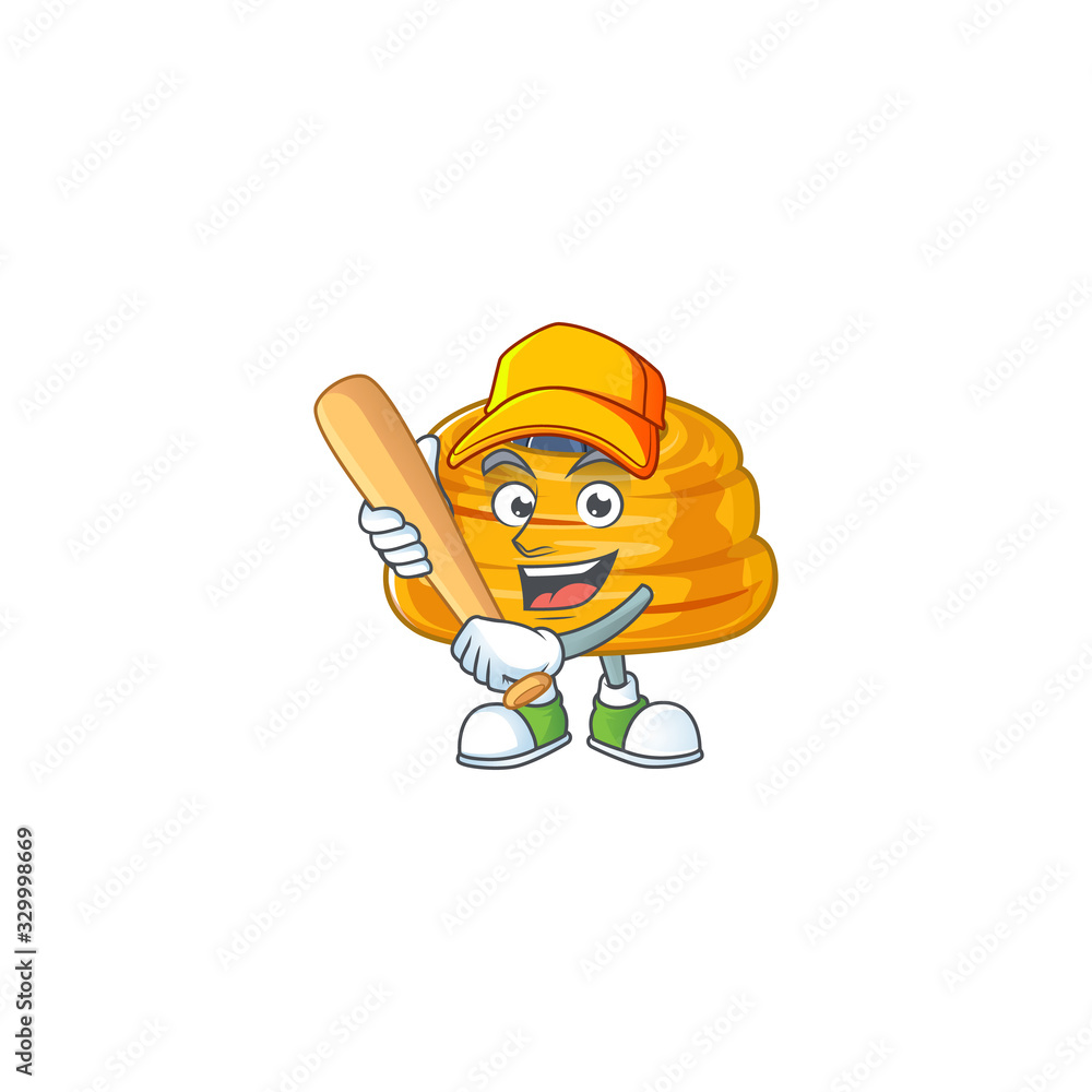 Cartoon design of kataifi having baseball stick