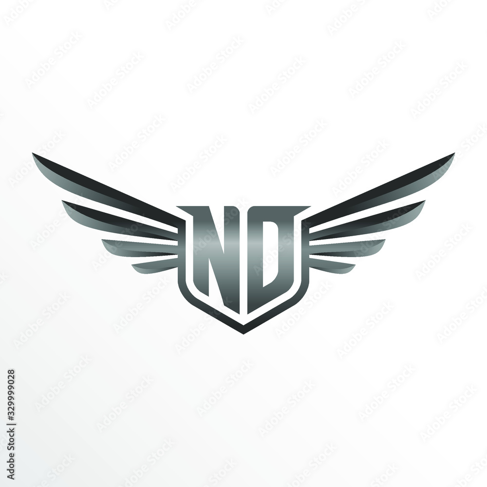 Initial Letter ND with Wings Initial Letter ND with Wings