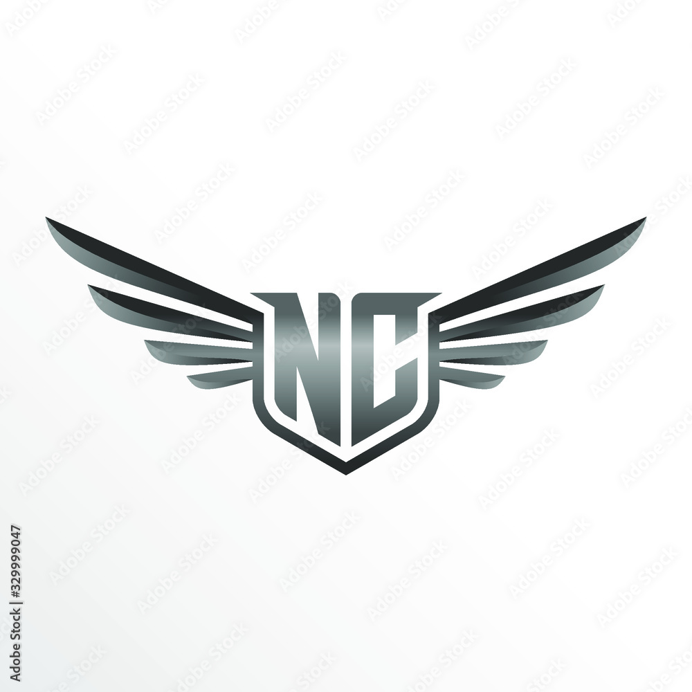 Initial Letter NC with Wings