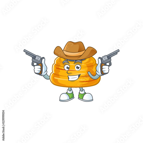 Cool cowboy cartoon design of kataifi holding guns