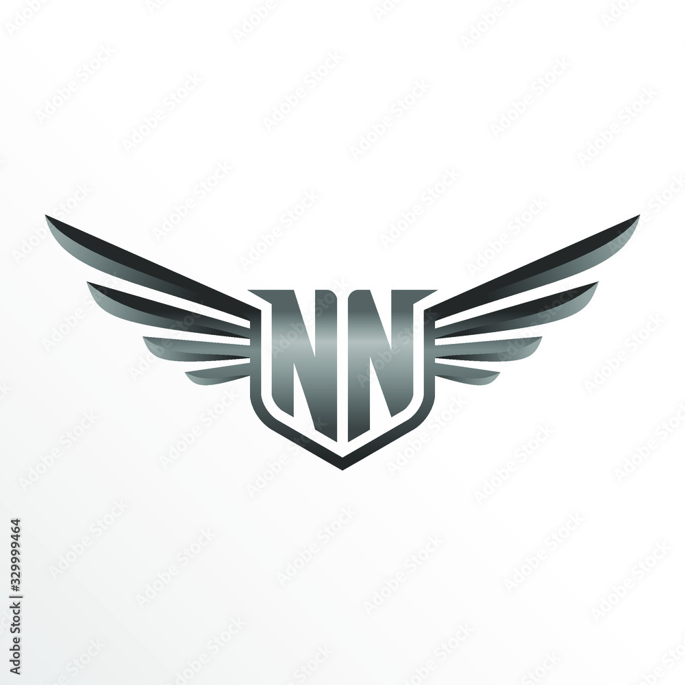 Initial Letter NN with Wings Initial Letter NN with Wings