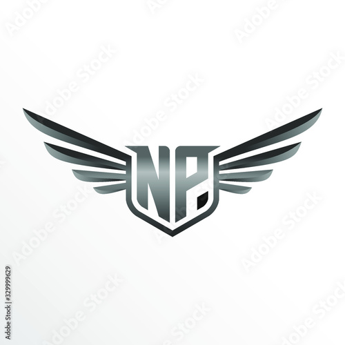 Initial Letter NP with Wings