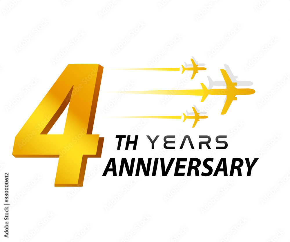 4th - logo second years aircraft aviation company anniversary, badge isolated on white background - Vector 4th - logo second years aircraft aviation company anniversary, badge isolated on white background - Vector