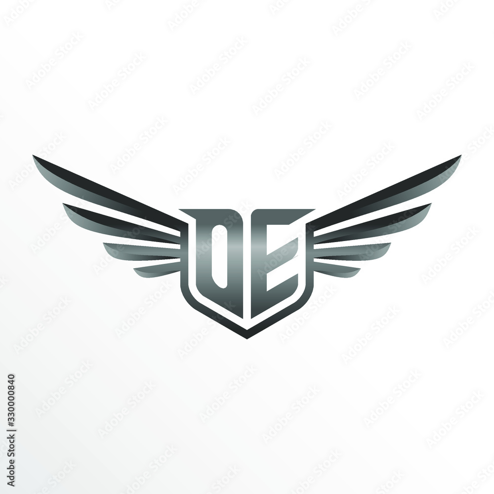 Initial Letter OE with Wings Initial Letter OE with Wings