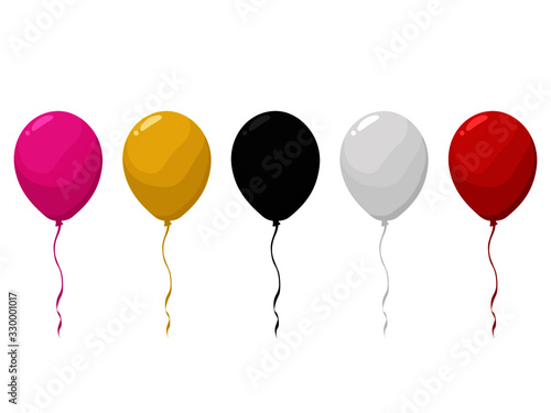 Vector illustration of pink  gold  black  white and red balloons on a transparent background. For a romantic festival