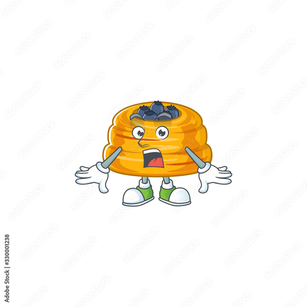 A mascot design of kataifi making a surprised gesture A mascot design of kataifi making a surprised gesture