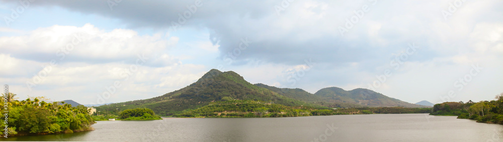 Mountain lake on a tropical island.