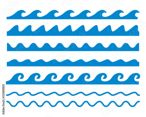 様々な波のラインイラスト画像