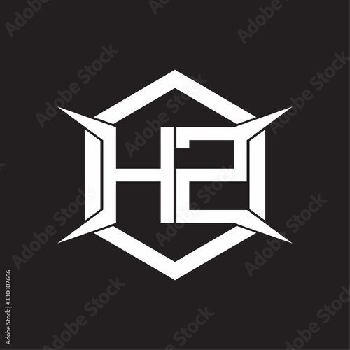 HZ Logo monogram with hexagon and four taper shape design template