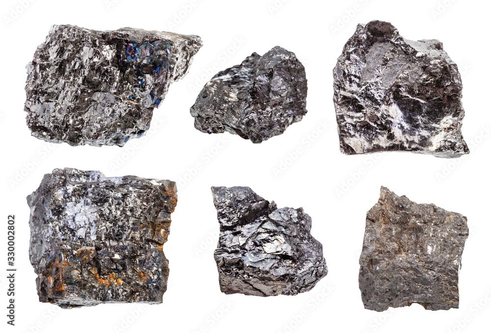 set of various Bituminous coal (black coal) rocks set of various Bituminous coal (black coal) rocks