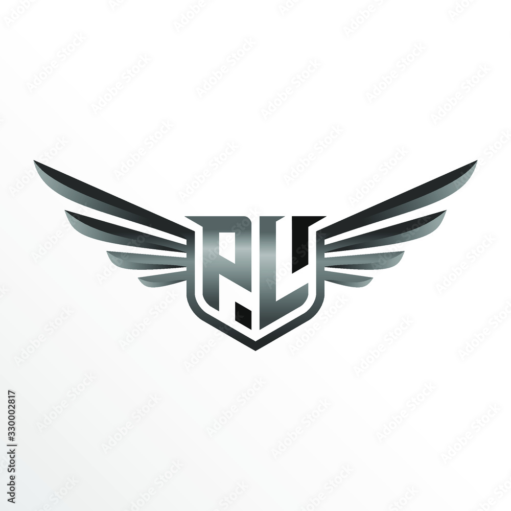 Initial Letter PL with Wings Initial Letter PL with Wings