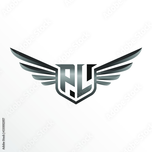 Initial Letter PL with Wings