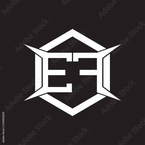 EF Logo monogram with hexagon and four taper shape design template