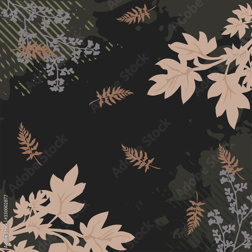 silk square scarf with abstract floral pattern