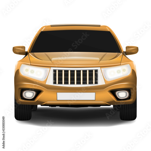 SUV Car front view isolated on white. Realistic vector.