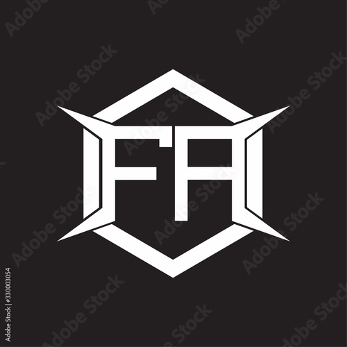 FA Logo monogram with hexagon and four taper shape design template