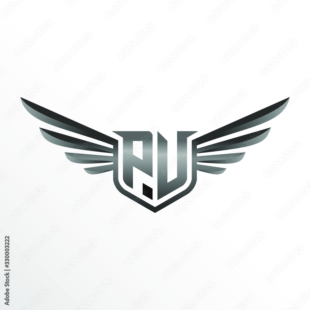 Initial Letter PV with Wings Initial Letter PV with Wings