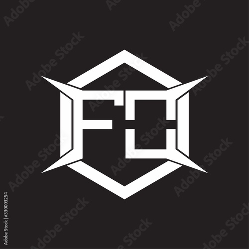 FO Logo monogram with hexagon and four taper shape design template
