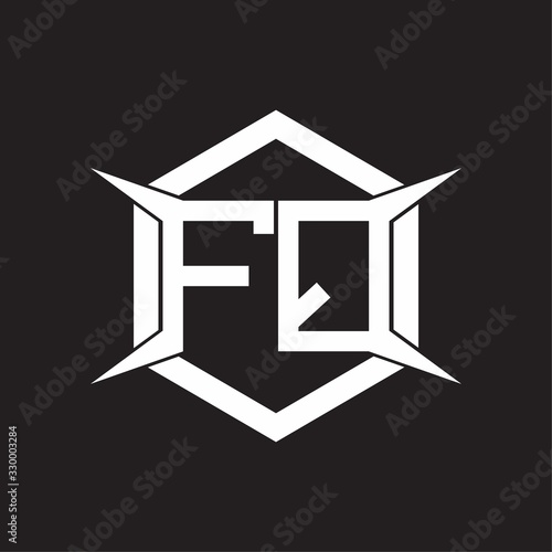 FQ Logo monogram with hexagon and four taper shape design template