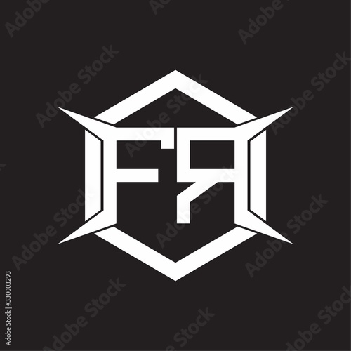 FR Logo monogram with hexagon and four taper shape design template